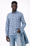Light Blue Green Plaid Shirt