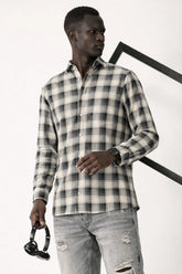 Heritage Cream Navy Plaid Comfort Shirt