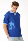 Hustle Hard Collared Half Sleeve Blue Polo
