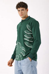 Progress Over Perfection Bottle Green Collared Full Sleeve T‑Shirt