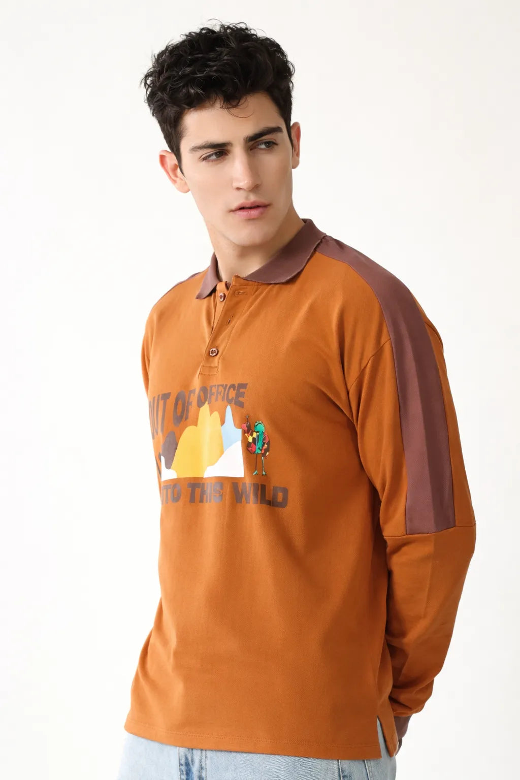 Wild Escape Collar Full Sleeve Adventure Tee