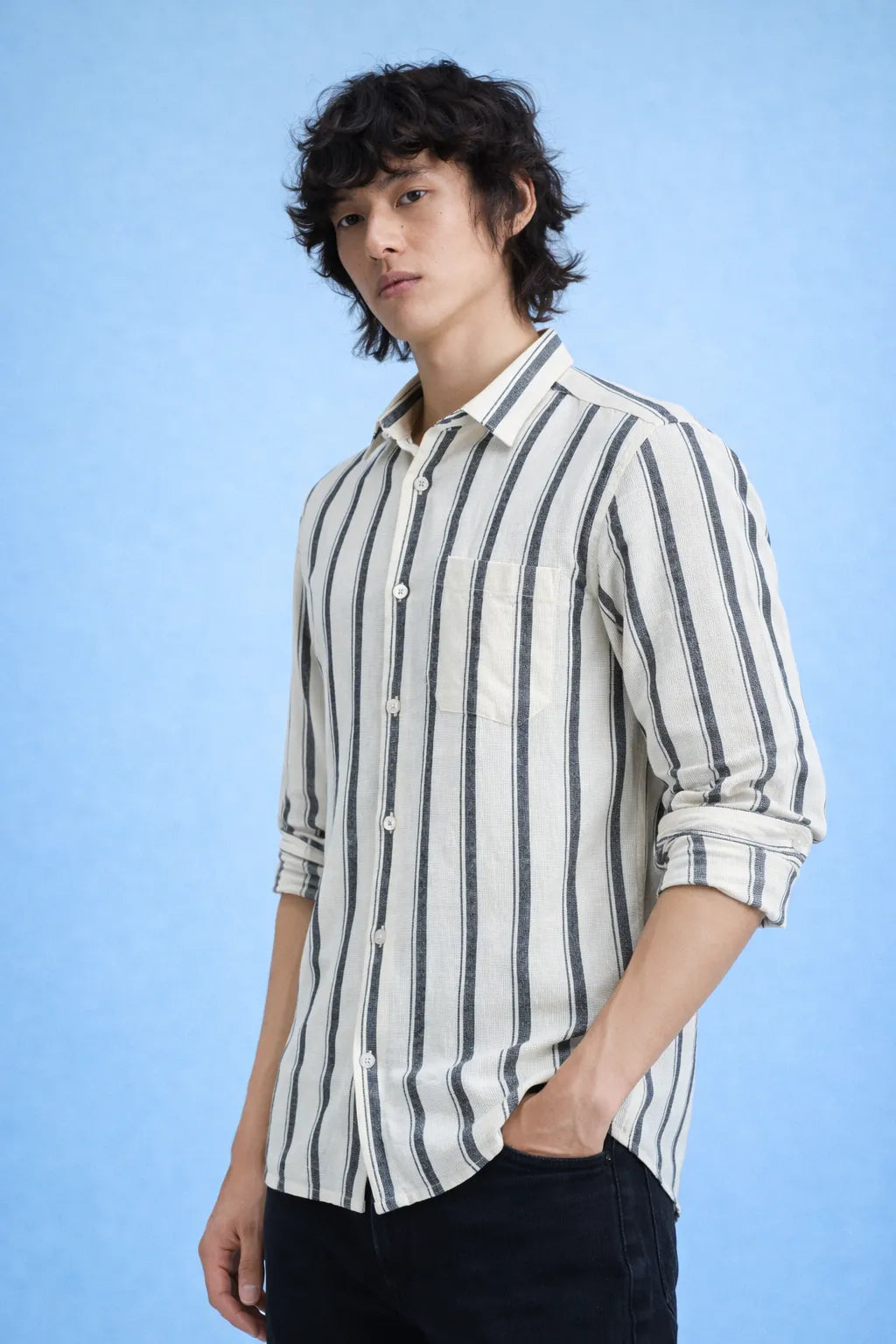Refined cream Stripe Shirt