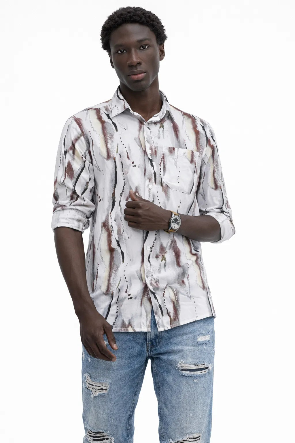 Chocolate Cream Abstract Brushstroke Shirt