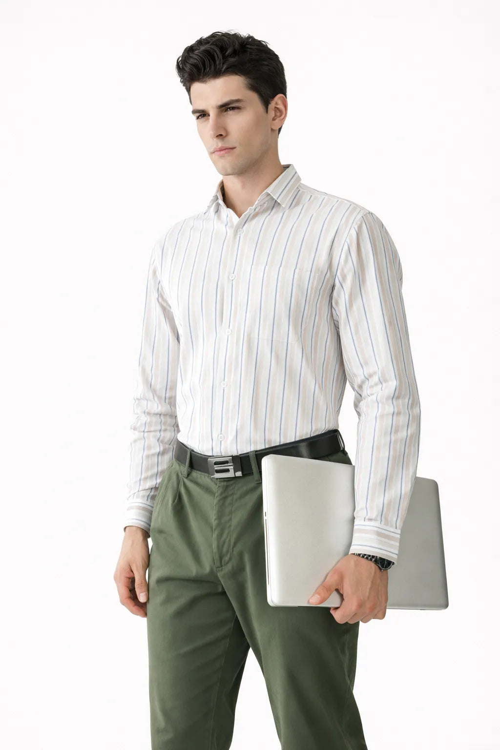 Taupe & Navy Stripe