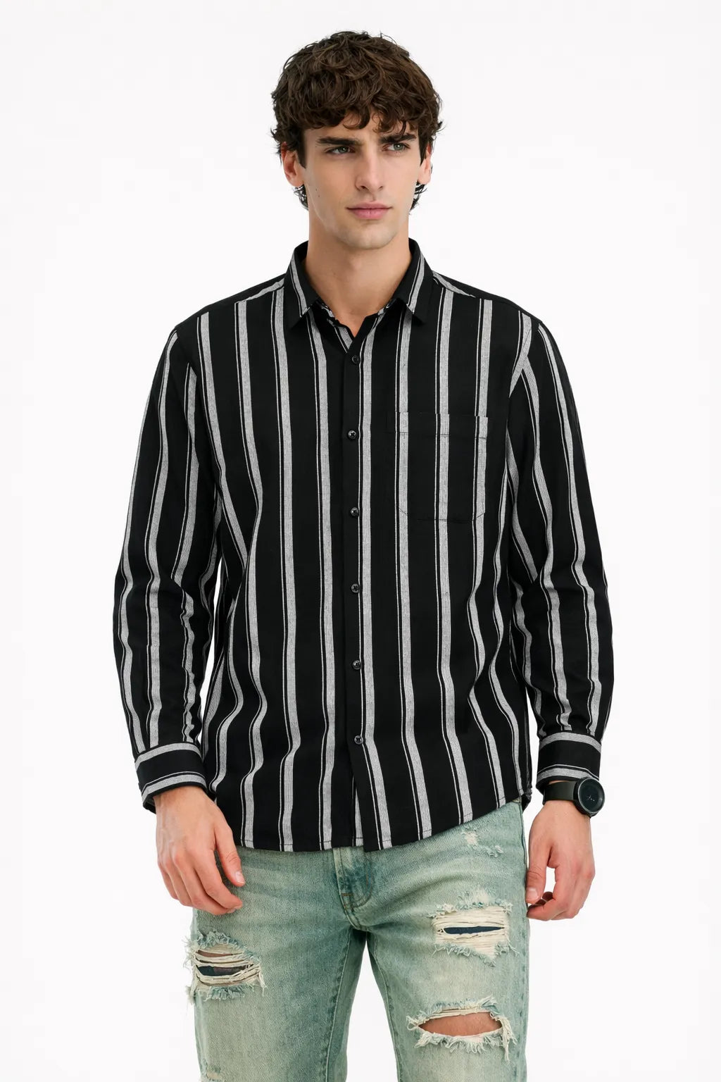 Black Contrast Stripe Duo Shirt