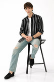 Black Contrast Stripe Duo Shirt