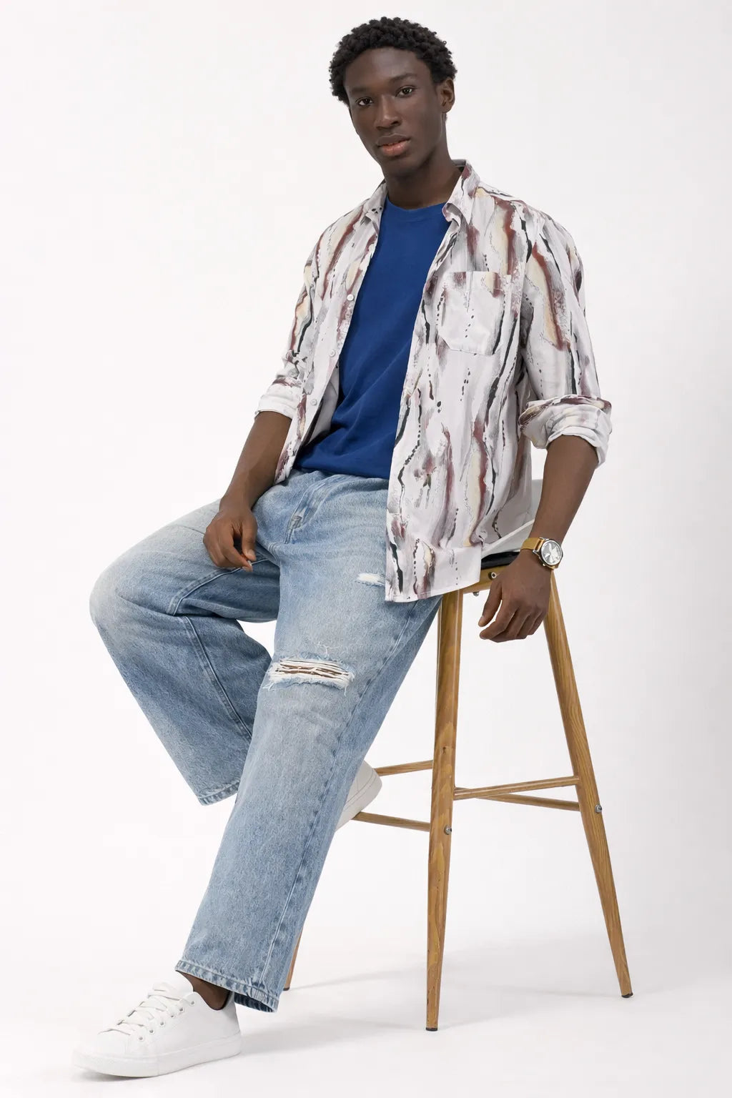 Chocolate Cream Abstract Brushstroke Shirt