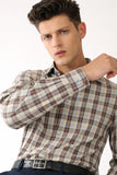 Brown Taupe Multi Color Plaid Shirt