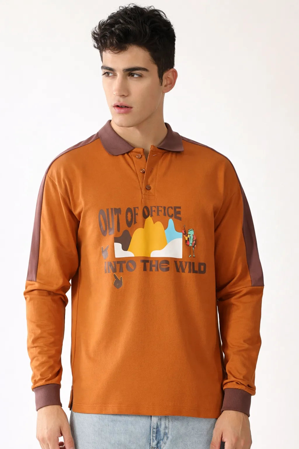 Wild Escape Collar Full Sleeve Adventure Tee