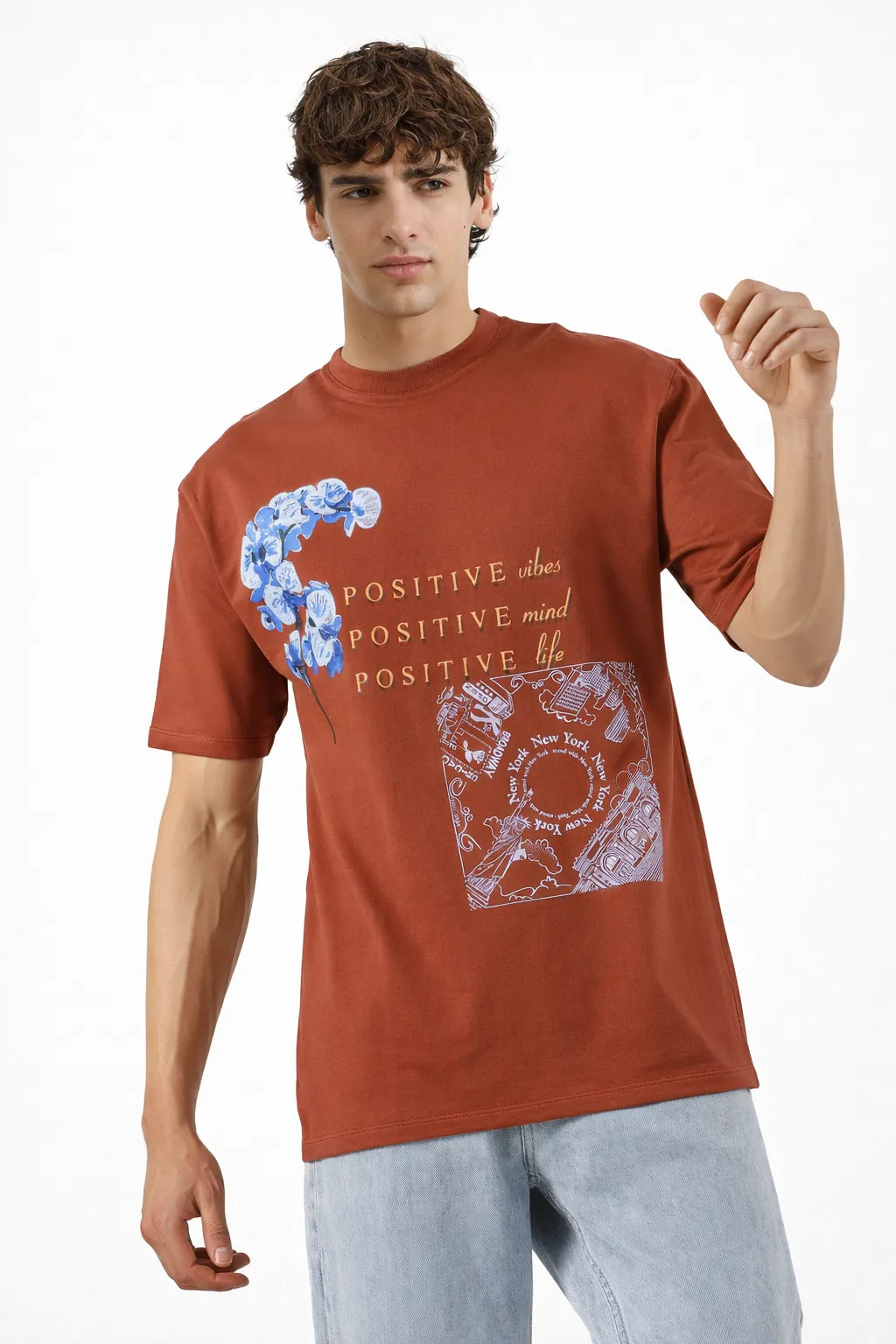 Broadway Vibes Dark Maroon Oversized Tee