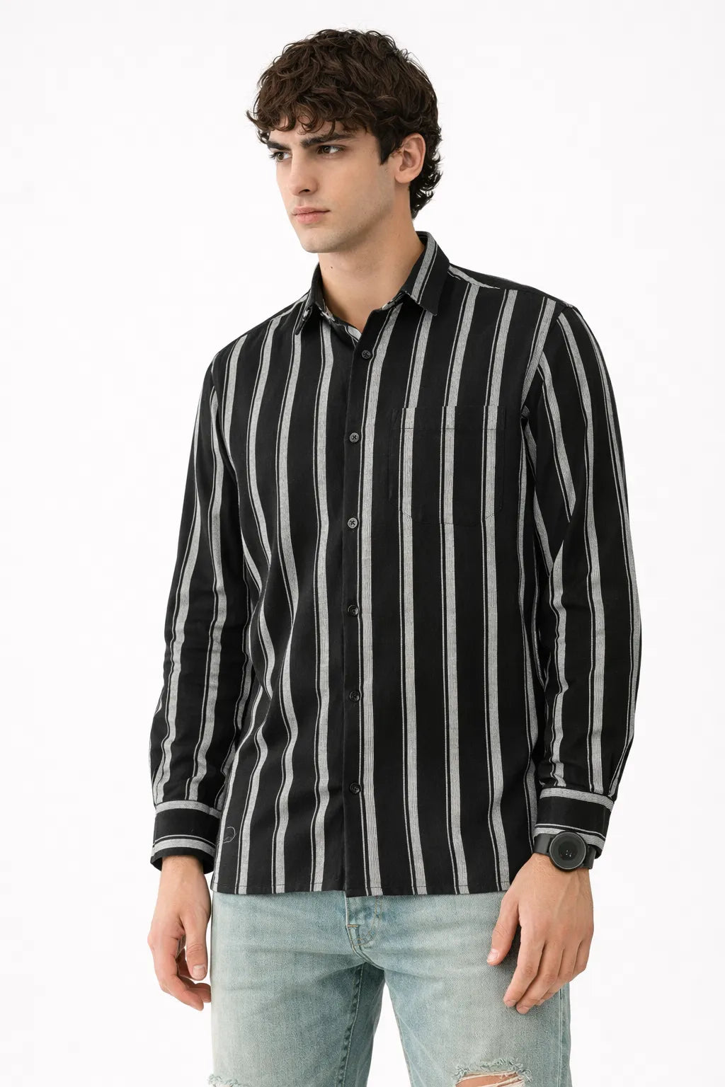 Black Contrast Stripe Duo Shirt