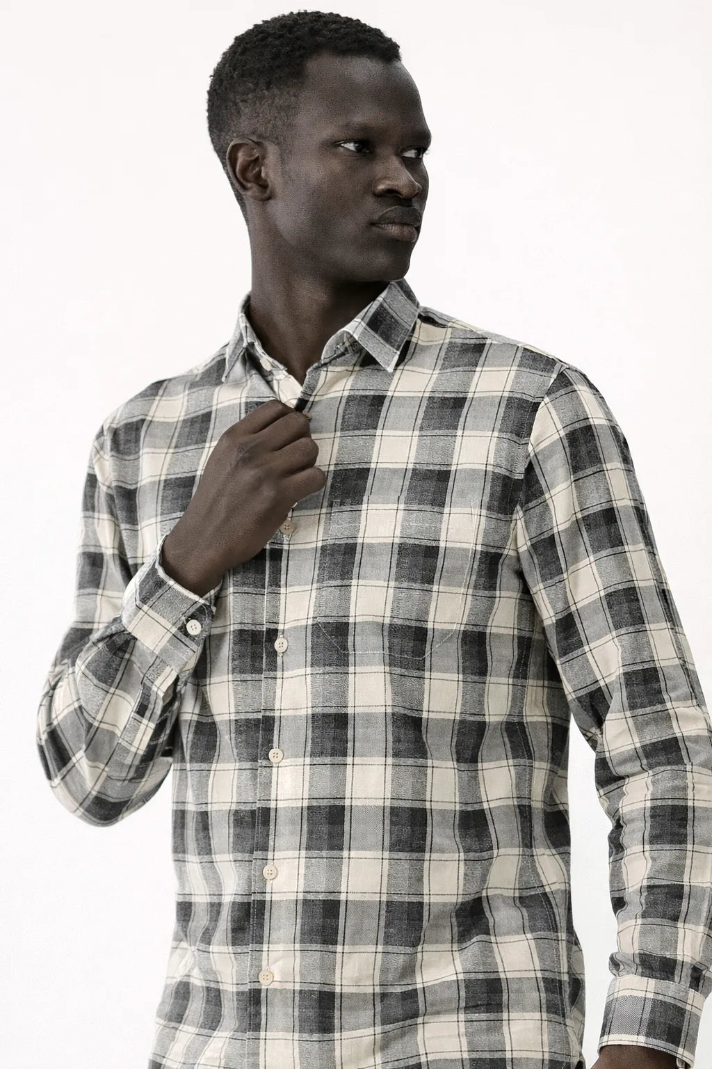 Heritage Cream Navy Plaid Comfort Shirt