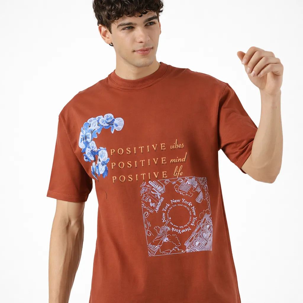 Broadway Vibes Dark Maroon Oversized Tee