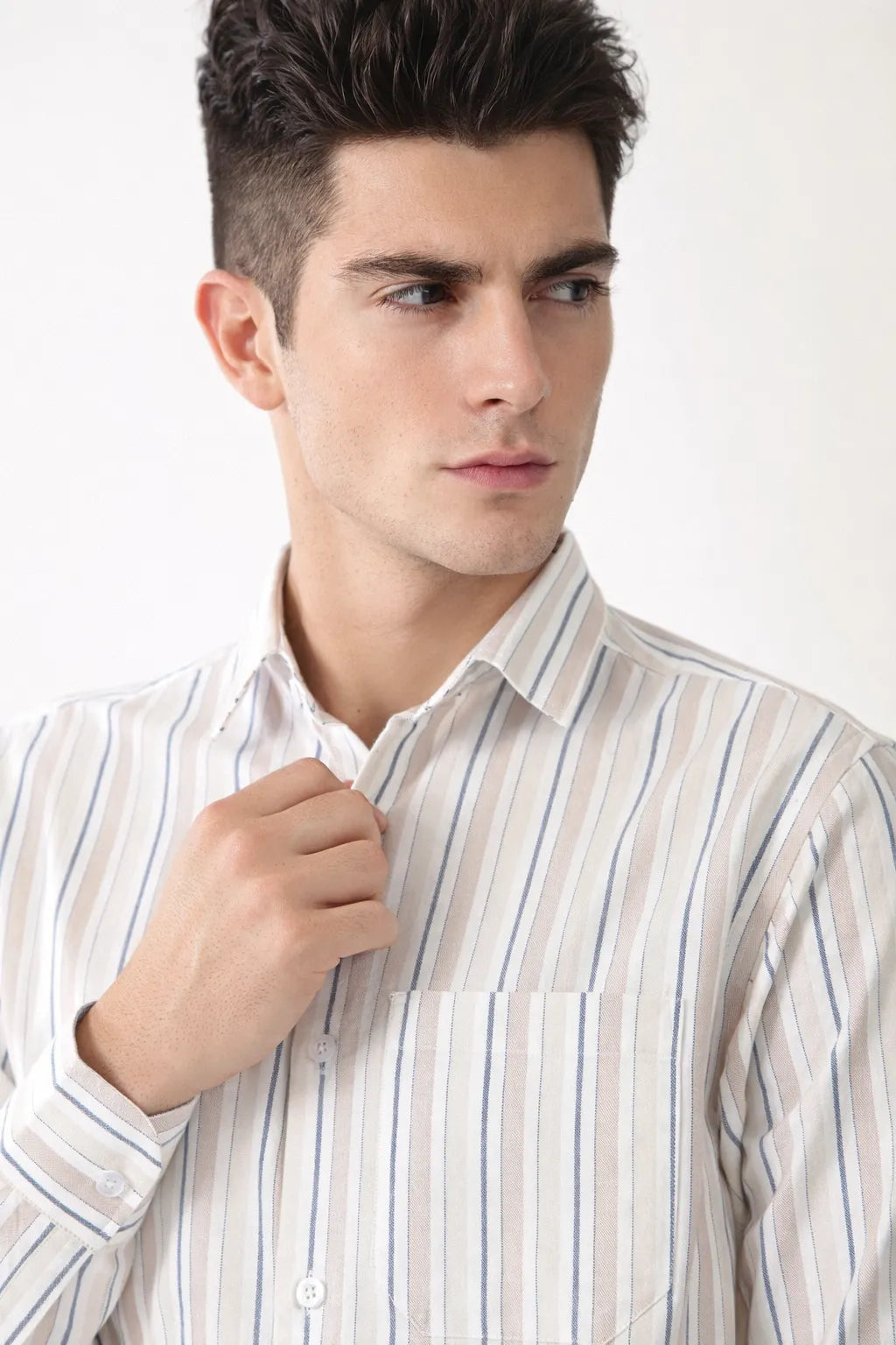 Taupe & Navy Stripe