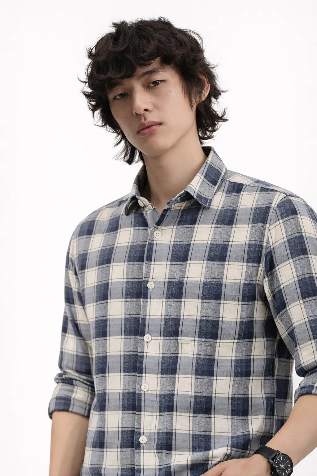Navy Cream Tartan Shirt
