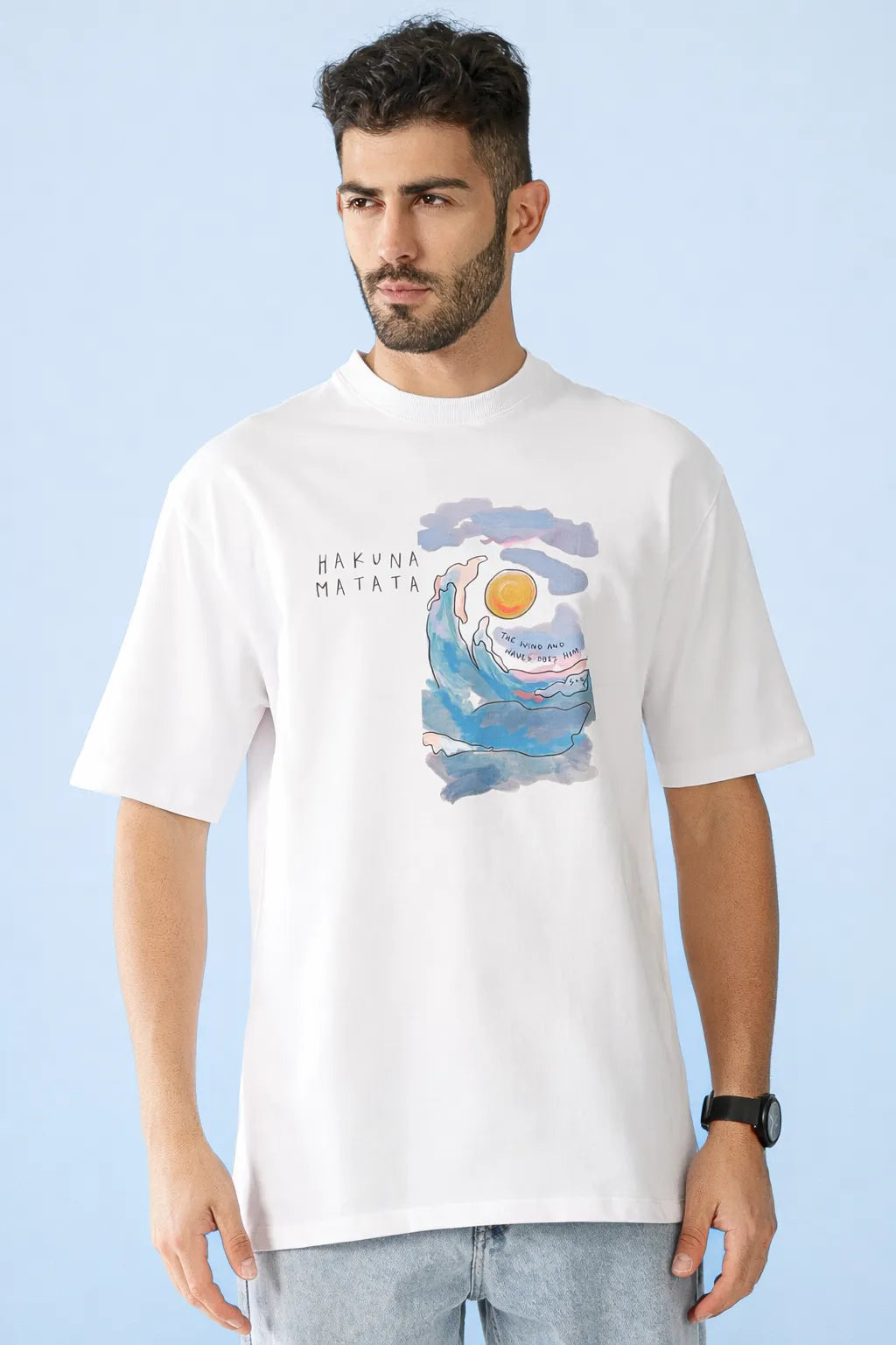 Sunlit Hakuna Seas Oversized White Tee