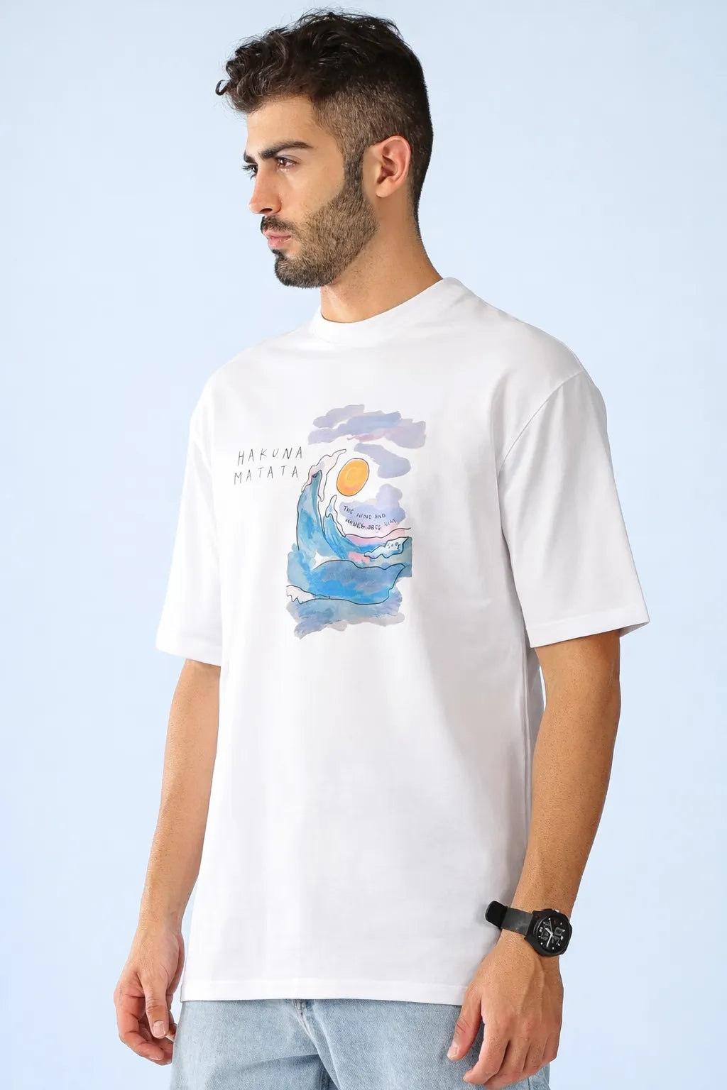 Sunlit Hakuna Seas Oversized White Tee